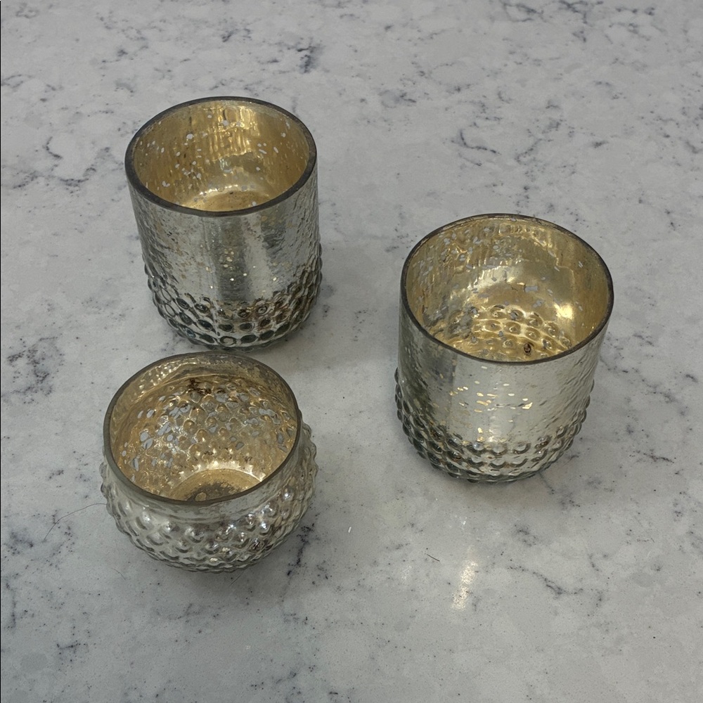Magnolia Textured Silver Candle Holders